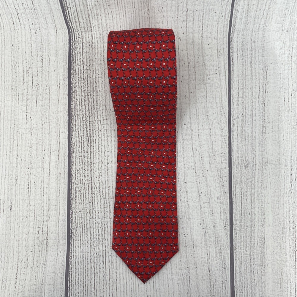 Cape Cod Tie Mens Necktie Golf Club 100% Silk Red Gray White Sports Country Club
